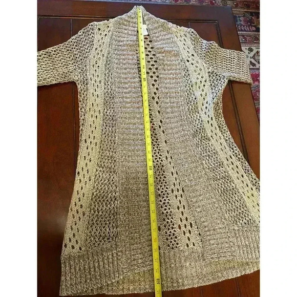 Chico’s Open Front Open Knit Long Cardigan Size 1 - Picture 7 of 9